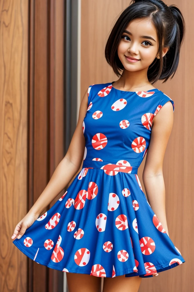 Cute cartoonish girl with amazing dress