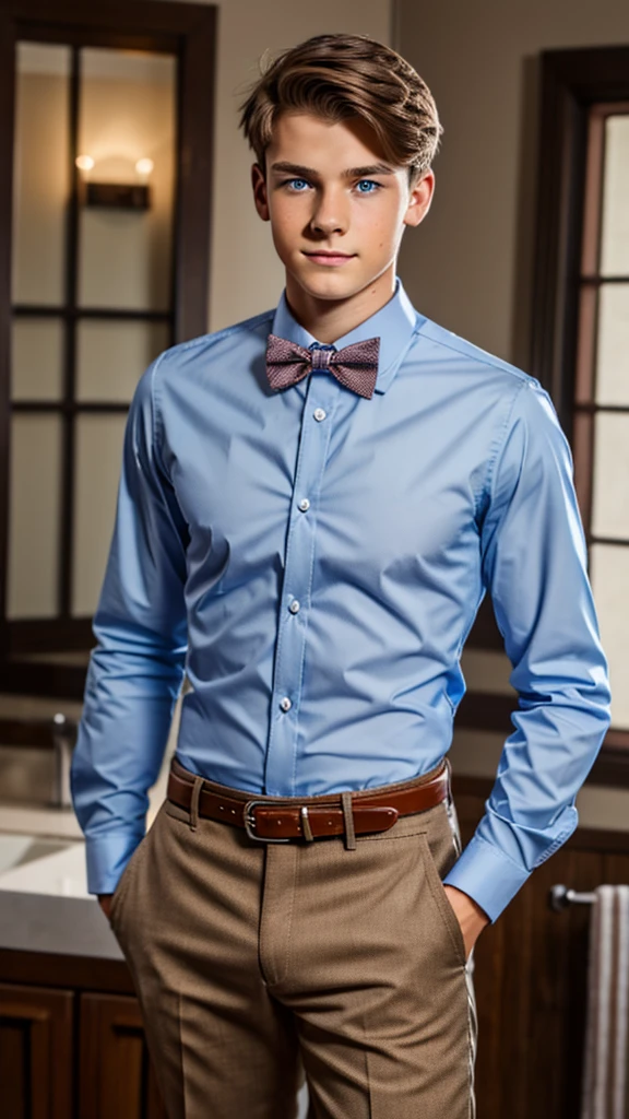 19 year old male wearing bow tie and lomg sleveed button up with belt and tucked in
4K HIGH REZ
Physical Description: Brown colored hair and skinny build. 5"5 and 150 LB. Blue eyes.
.