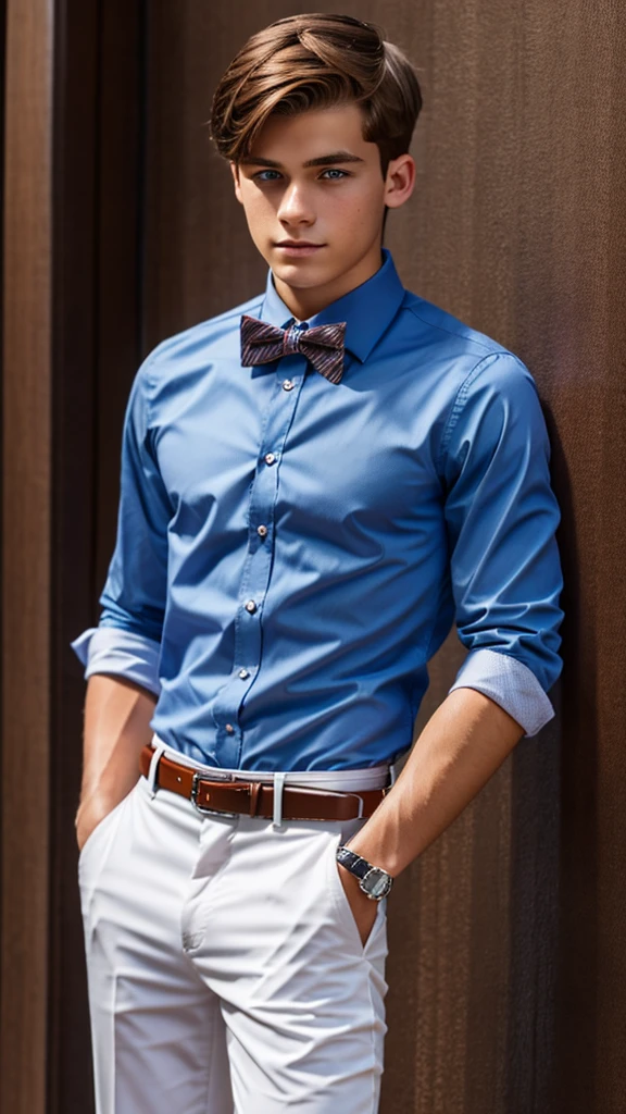 19 year old male wearing bow tie and lomg sleveed button up with belt and tucked in
4K HIGH REZ
Physical Description: Brown colored hair and skinny build. 5"5 and 150 LB. Blue eyes.
.