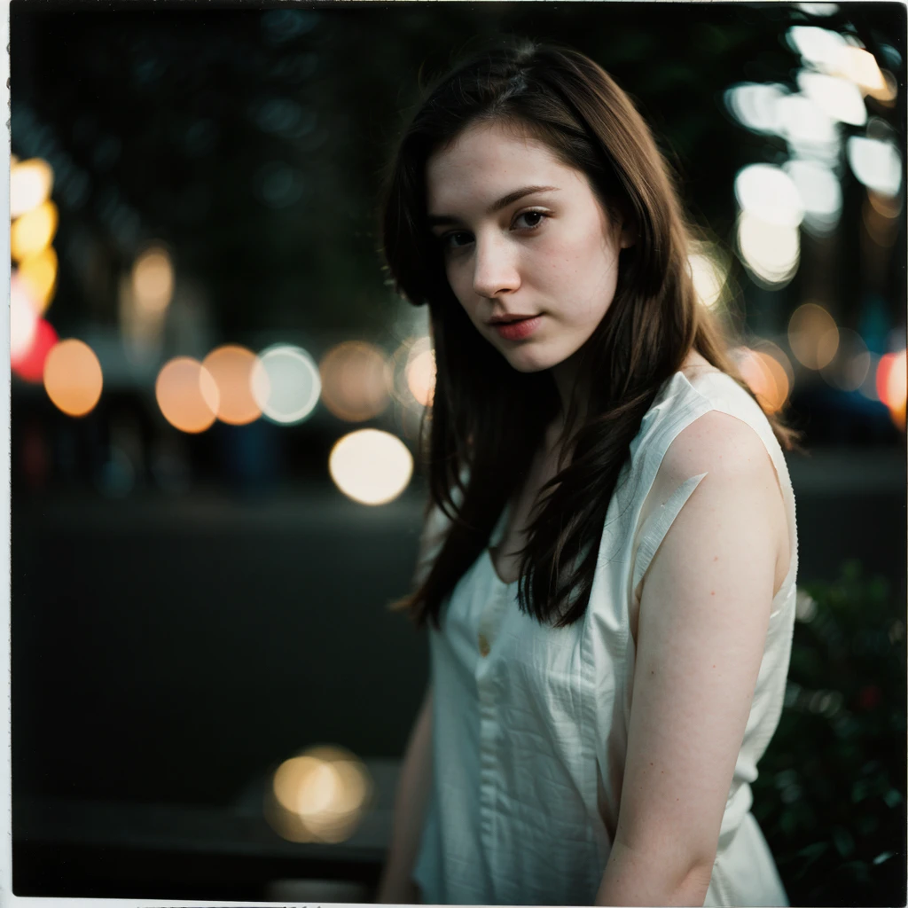 polaroid photo, night photo, photo of 24 y.o beautiful woman, pale skin, bokeh, motion blur