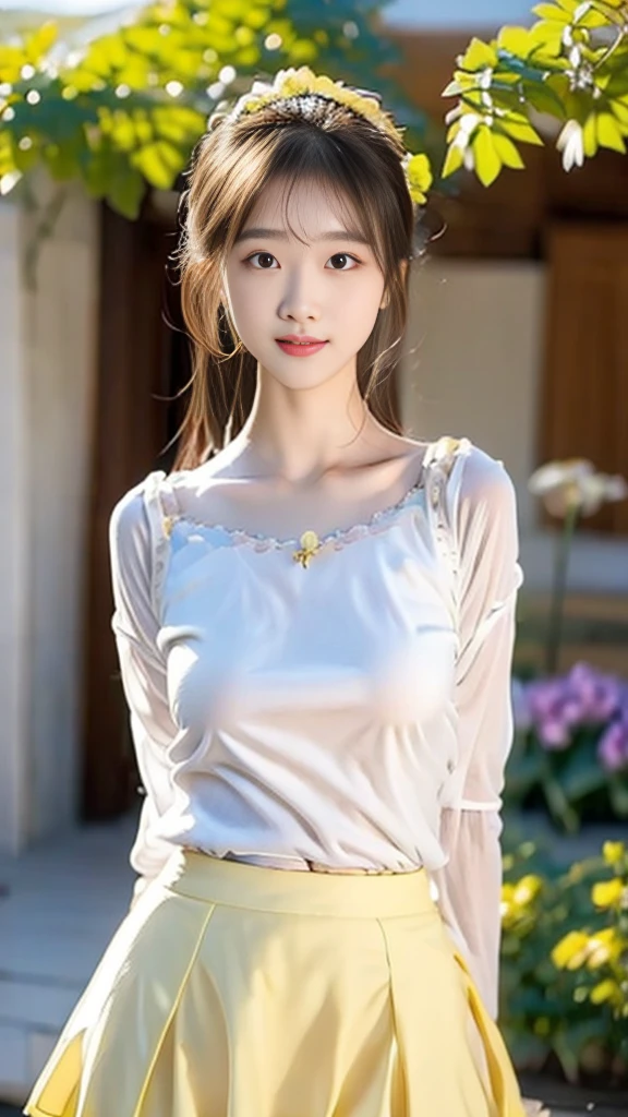 A girl in a yellow skirt