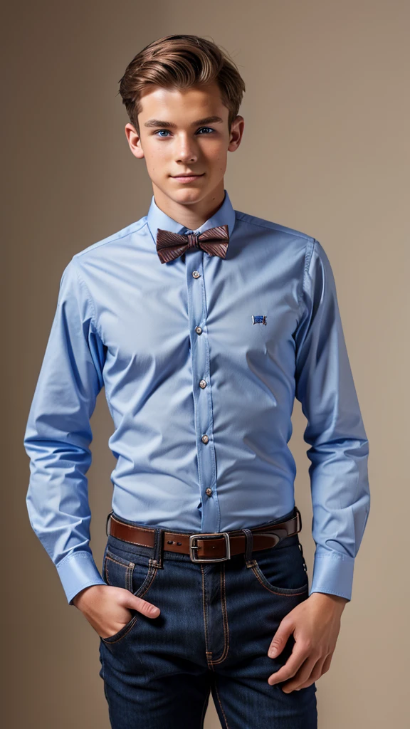 19 year old male wearing bow tie and lomg sleveed button up with belt and tucked in
4K HIGH REZ
Physical Description: Brown colored hair and skinny build. 5"5 and 150 LB. Blue eyes.
.