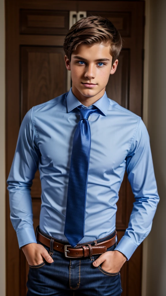 19 year old male wearing tie and lomg sleveed button up with belt and tucked in
4K HIGH REZ
Physical Description: Brown colored hair and skinny build. 5"5 and 150 LB. Blue eyes.
.