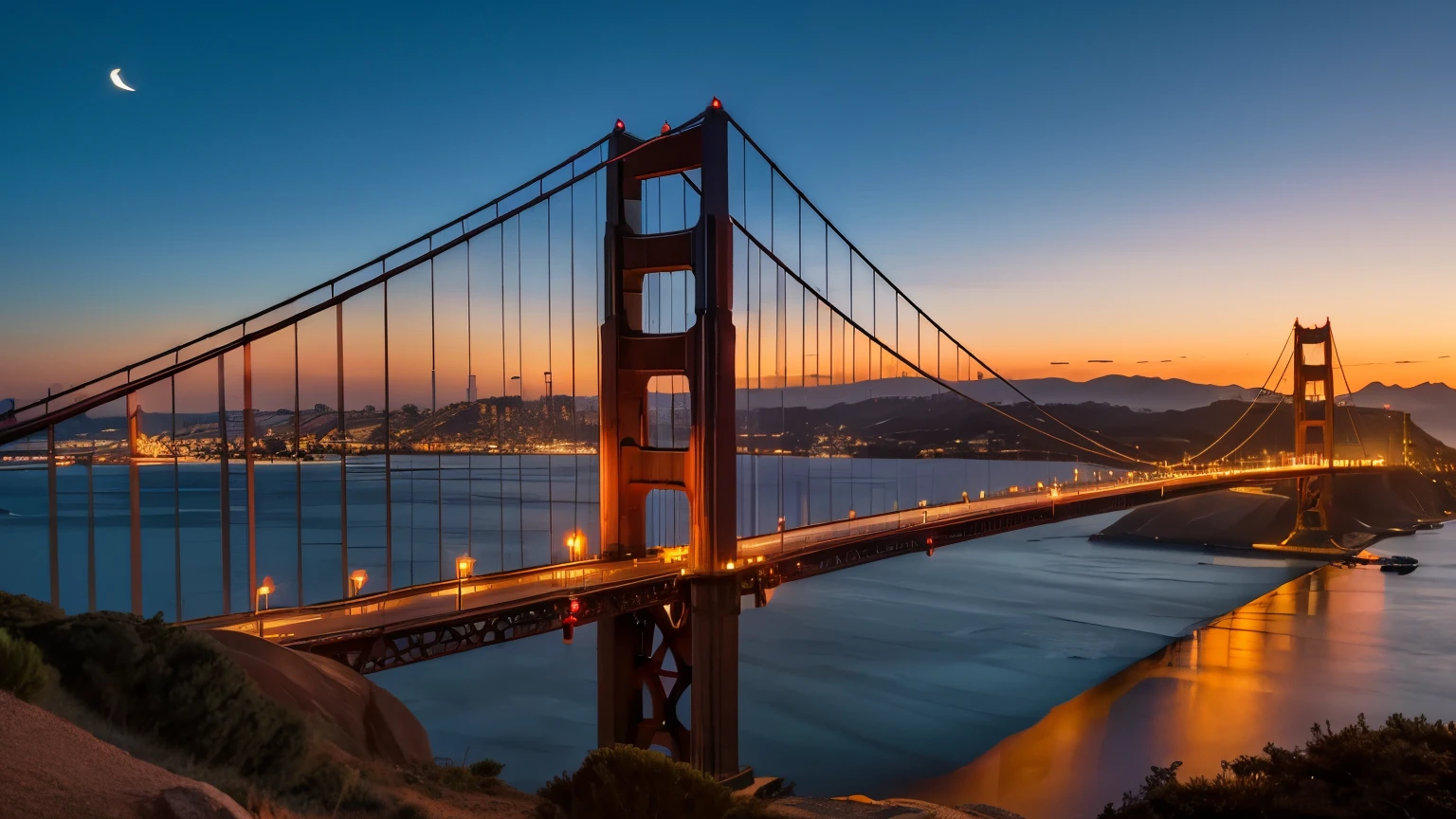 Masterpiece, wallpaper hi-res 8k,golden gate bridge, early morning