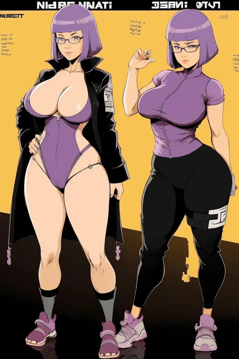 hot Hinata Hyuuga (Naruto) wife age 39 ,wear glasses,short hair brown,work suit very tight,One-Piece Swimsuit Pull,huge breast,purple hair.com