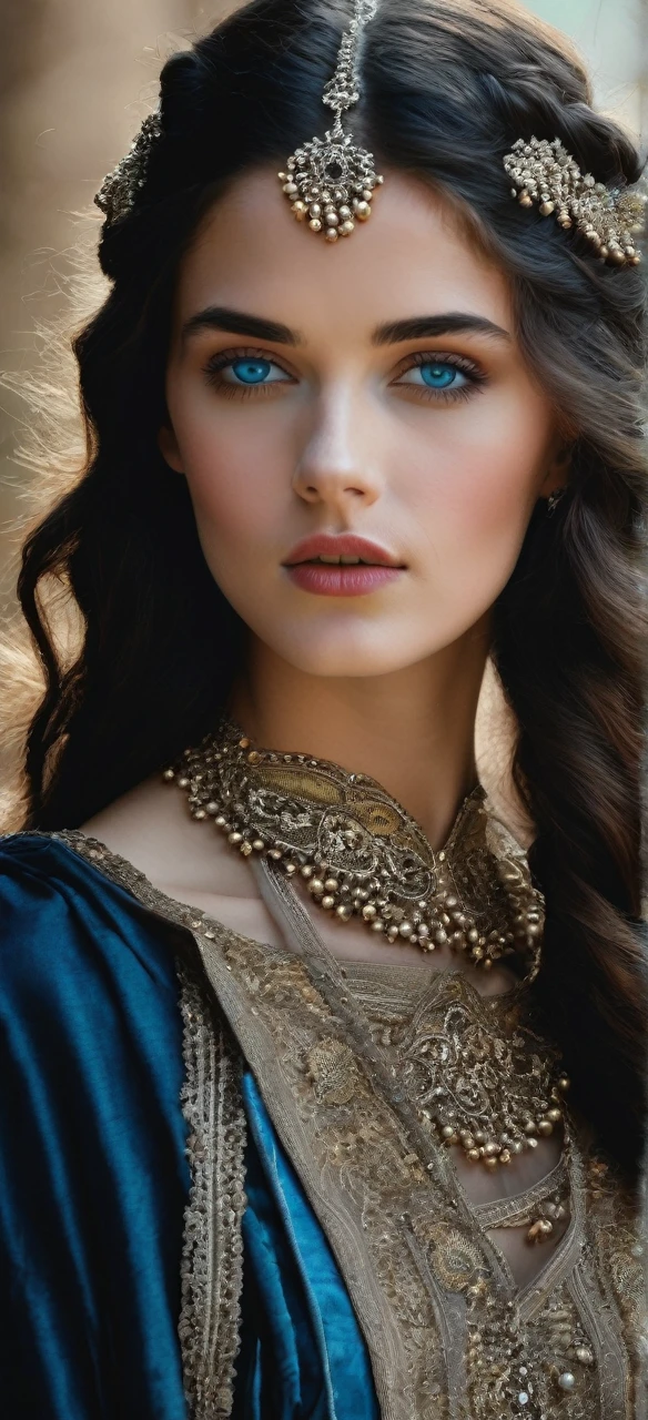 Beautiful girl with dark hair and blue eyes