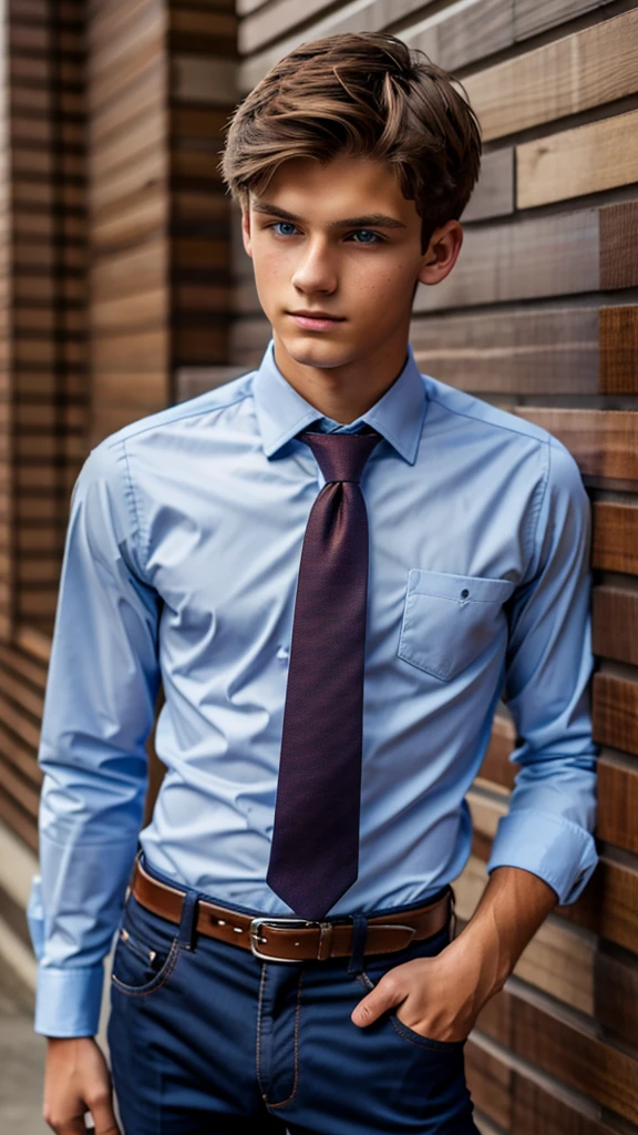 19 year old male wearing tie and lomg sleveed button up with belt and tucked in
4K HIGH REZ
Physical Description: Brown colored hair and skinny build. 5"5 and 150 LB. Blue eyes.
.