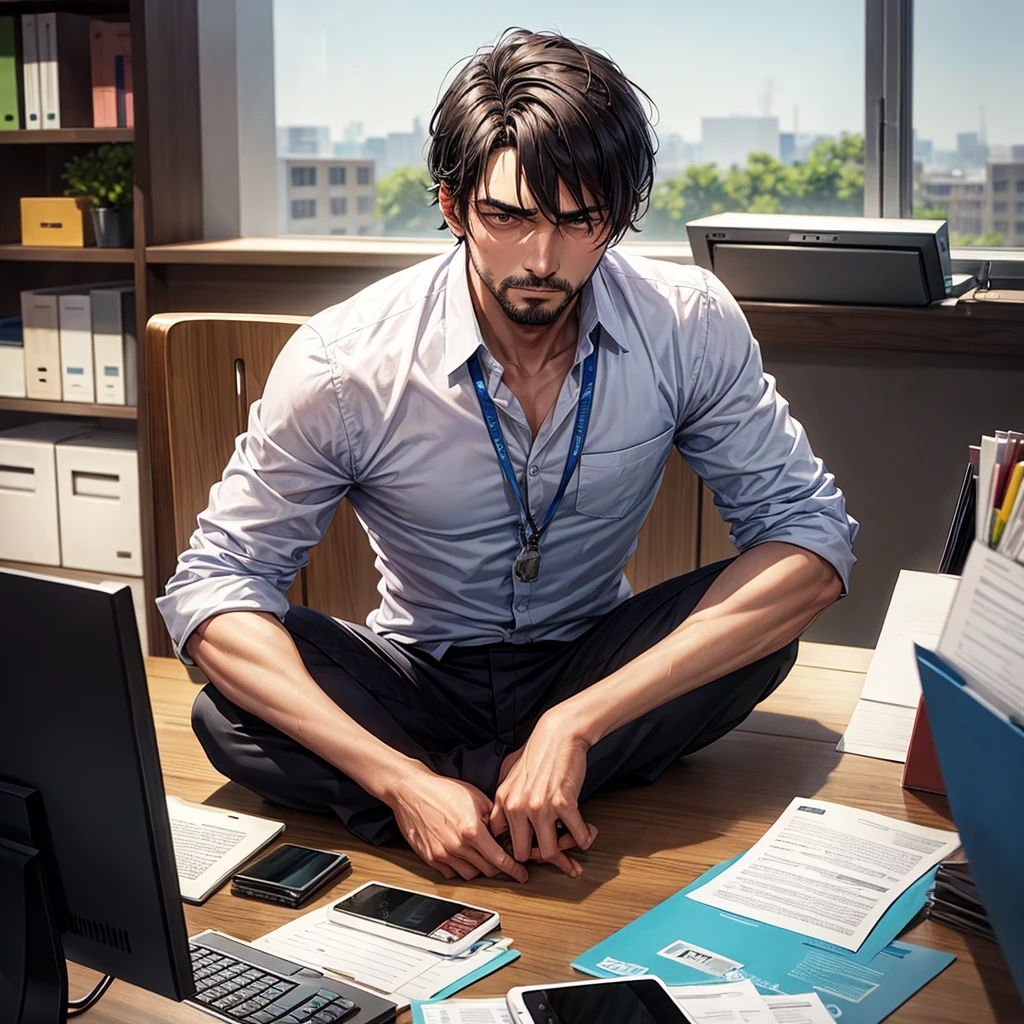 A man character very poor and week work in office