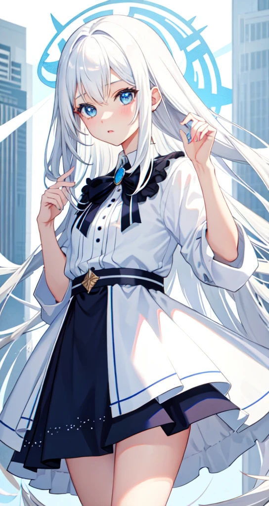 White Hair　Blue eyes　Girl　cute　