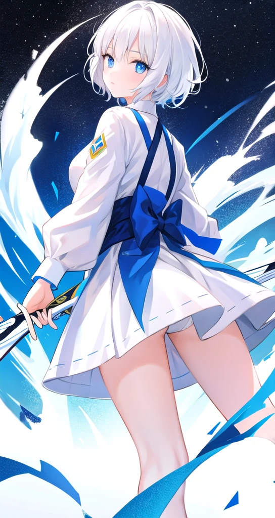 White Hair Blue eyes Girl Short Hair