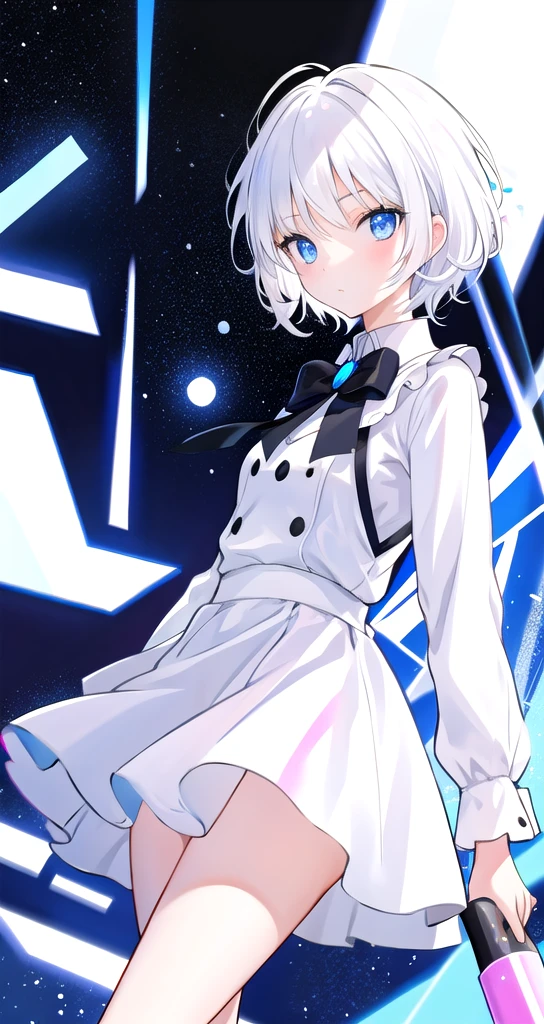 White Hair Blue eyes Girl Short Hair