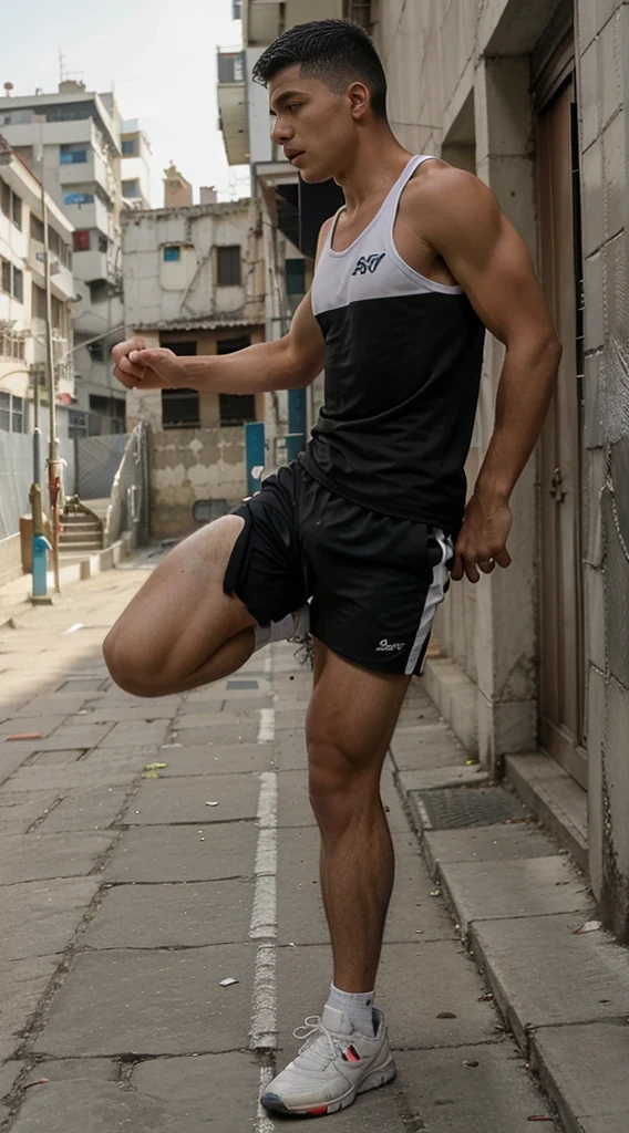 piece of black shorts leg
