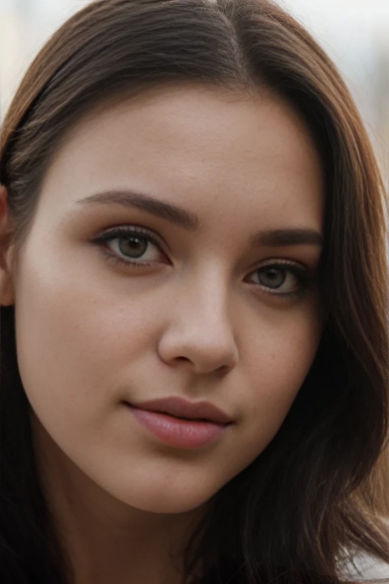 girl of European appearance, 21 years old , face close up