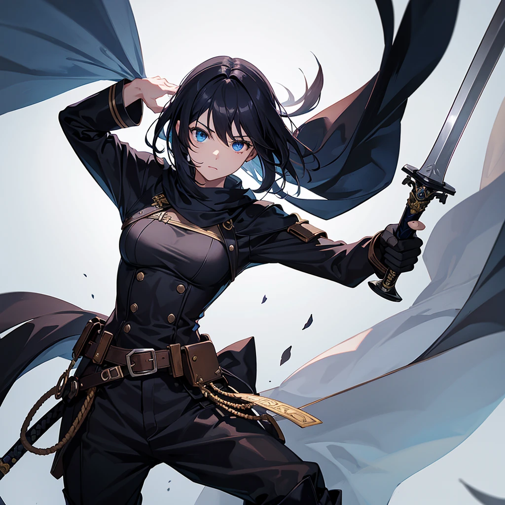 A main character with a simple sword with op power