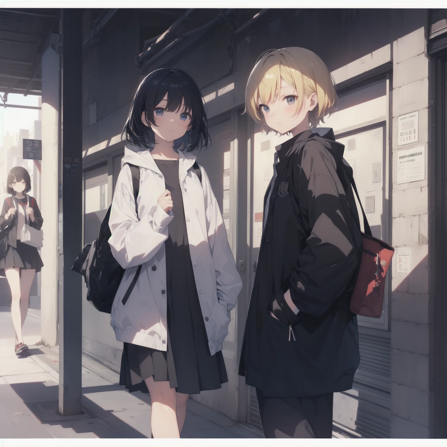 ultra-absurdres-Top quality by artist God, ultra-detailed, high resolution, anime moe artstyle, best anime 8k konachan wallpaper, pixiv contest winner, pool:2810, perfect anatomy,break, 1girl, (Please draw a girl walking sleepily to school alone. )break,(Solo,little female, 13-year-old:1.3),Full limbs, complete fingers,a junior high school student, (very short hair), short cut, flat chest, , small butt, small black eyes, beautiful detailed eyes, well-proportioned iris and pupils, expressive eyes, highres detailed hair, soft expression, salor school_uniform, sailor collar, serahuku, bow, pleated skirt,(Detailed Lighting), (Detailed background), in the School commute route. break,super detailed skin, Best cinematic lighting powered by famous artist, 8k,beauty illustration,photoshop_(medium),very aesthetic,break,((artist:enkyo_yuuichirou )), artist:clamp ,artist:carnelian ,artist:kantoku ,
