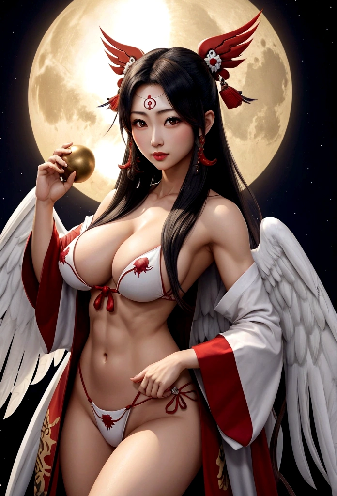 Beautiful female Tengu、Muscular、Large Breasts