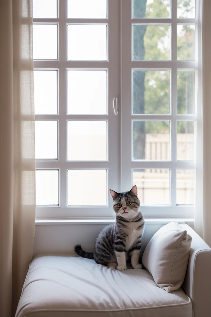 cat, White, yawn, window, Persian, 3d