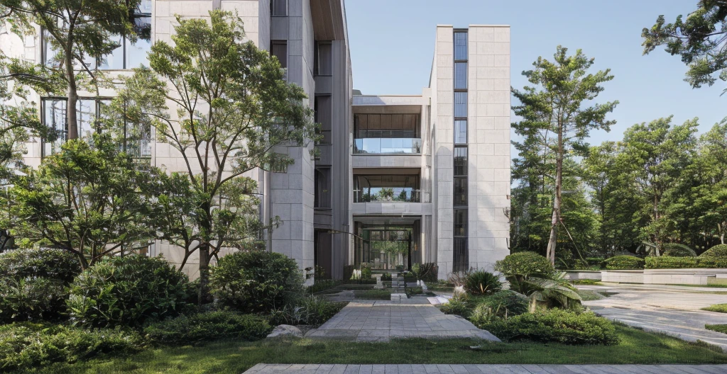 RAW photo, ((white wall:1.3)) modern house, (road:1.3), (sidewalk:1.3), (sidewalk trees:1.3), (residences area:1.4), daytime, daylight, tropical trees and plants, (high detailed:1.2), 8k uhd, dslr, soft lighting, high quality, film grain, Fujifilm XT3, (sharpen:1.5)