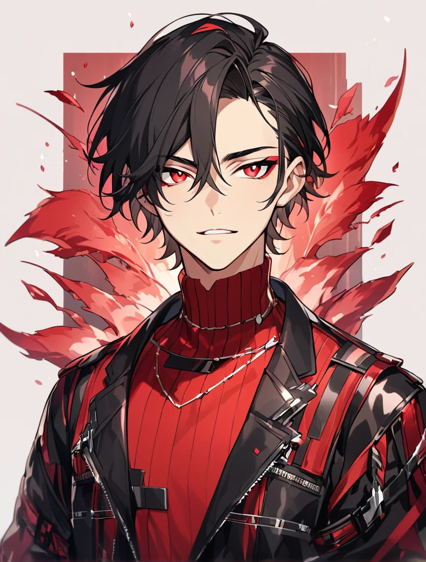 (Black_Hair), (red_ruby_eyes), (Handsome), (attractive), (male), (detailed_eyes), (detailed_hair), (clean_hair),  (vertical_pupils), (jawline), (wears_aristrocatic_outfit), (in_his_late_teens), (short_hair)