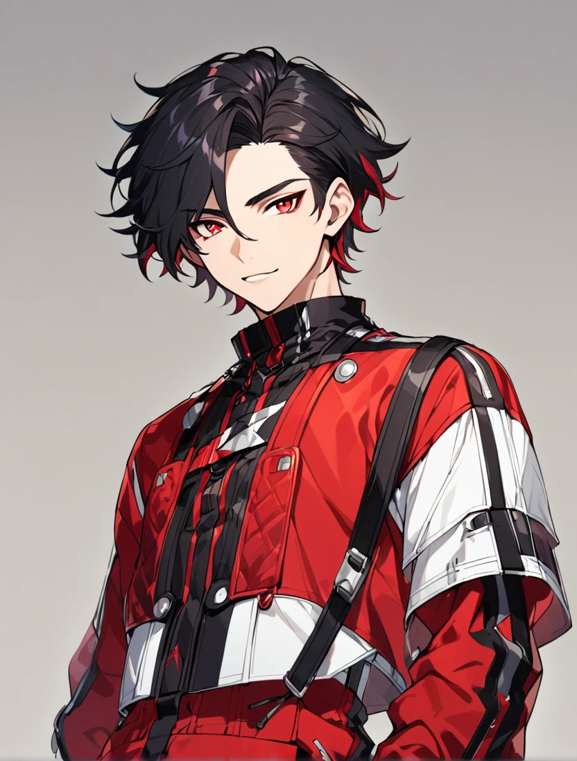 (Black_Hair), (red_ruby_eyes), (Handsome), (attractive), (male), (detailed_eyes), (detailed_hair), (clean_hair),  (vertical_pupils), (jawline), (wears_aristrocatic_outfit), (in_his_late_teens), (short_hair)