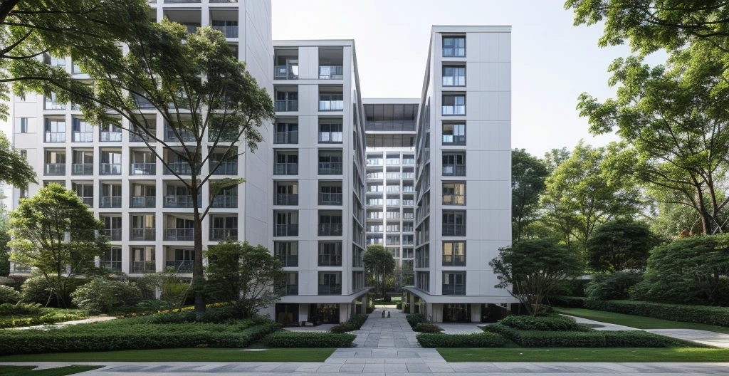 RAW photo, ((white wall:1.3)) modern house, (road:1.3), (sidewalk:1.3), (sidewalk trees:1.3), (residences area:1.4), daytime, daylight, tropical trees and plants, (high detailed:1.2), 8k uhd, dslr, soft lighting, high quality, film grain, Fujifilm XT3, (sharpen:1.5)