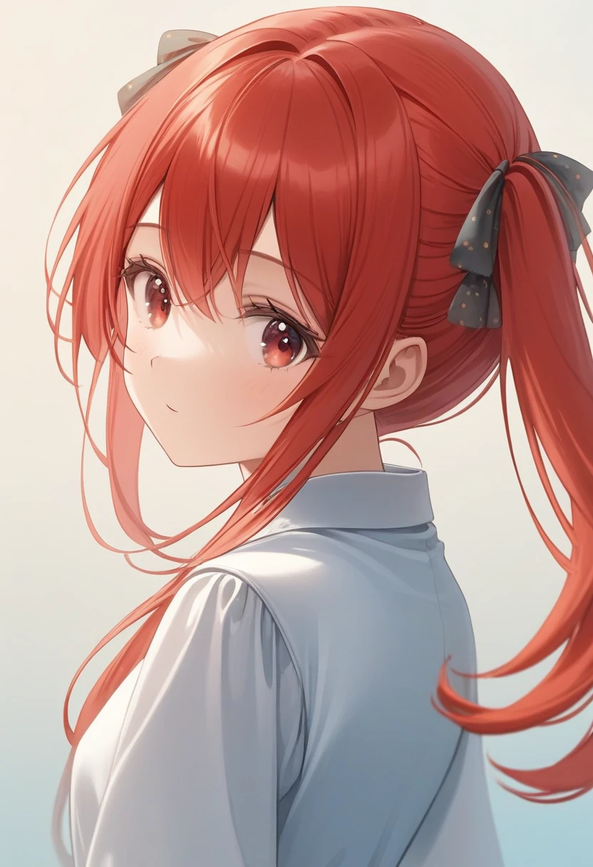 1girl, twintail, red hair, red eyes,