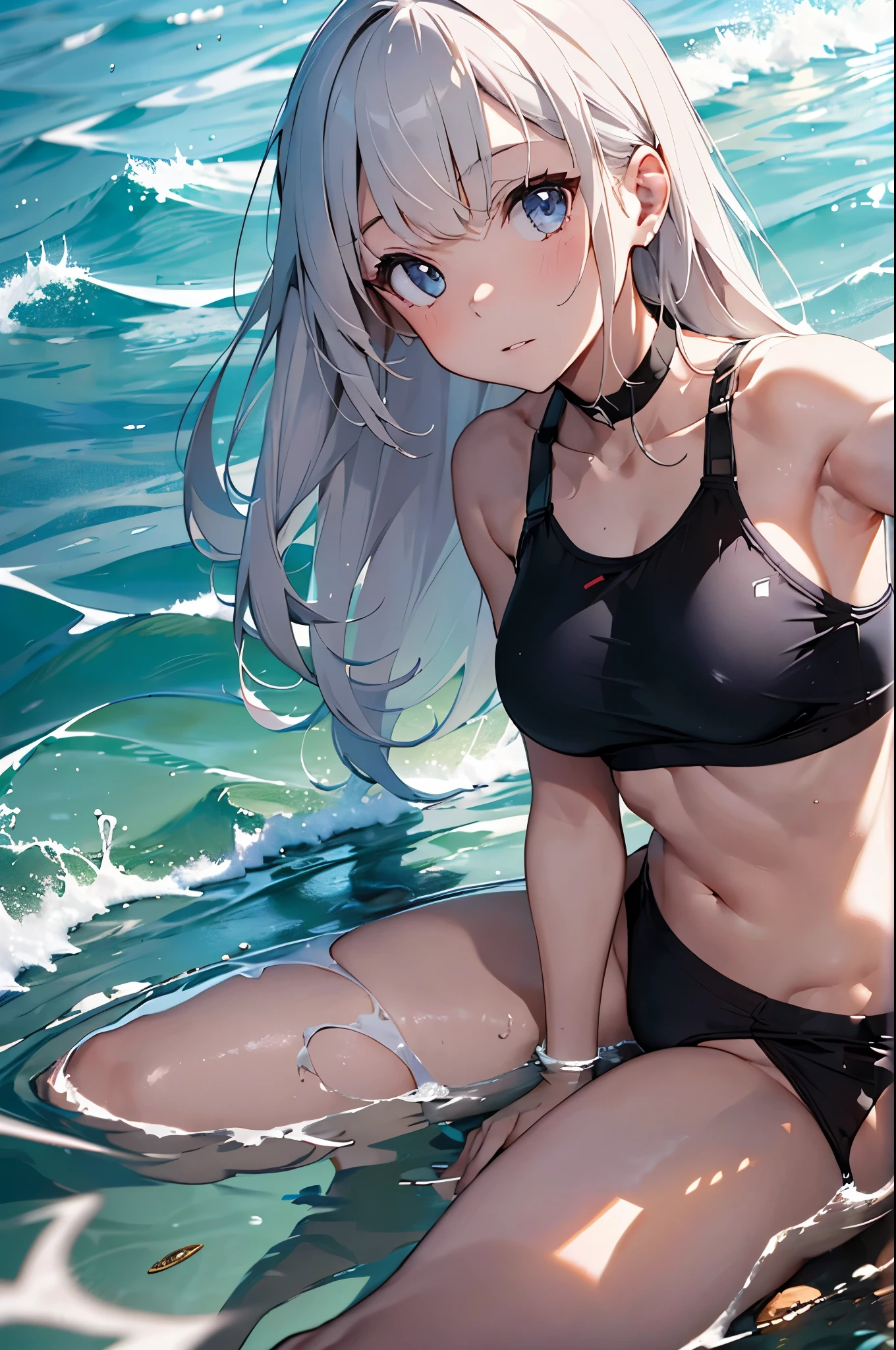 High resolution,White swimsuit、
One beautiful young woman,Silver Hair、
(Soft saturation:1.3), (Fair skin:1.2),
(ultra-Detailed Background, Detailed Background), Bokeh,
Blake's Portrait of a Smiling Girl.,
When viewed from the front, The composition is symmetrical,
Looking straight at you with serious eyes,
Blake Swimwear, Colorful Bikinis, Medium Chest,
Outdoor, Sea surface, null, sunlight,Summer beach, Sandy Beach,
Strong light, Front lighting,
(:1.3), (Cowboy Shot:1.2),
Front break angle,
View your audience,
Dynamic pose,
sitting on the beach
Seaweed、Seaweed、Seaweed、Seaweed、Seaweed、Seaweed、Seaweed、
