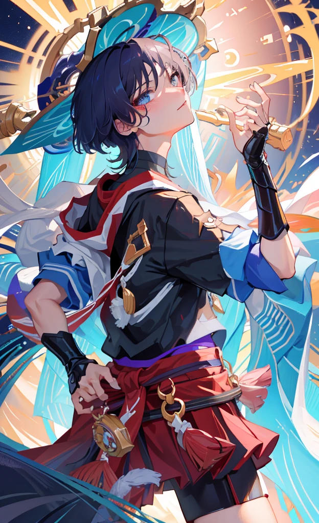 (masterpiece), (best quality), (Extremely detailed), (Wanderer), night, Sexy look, Handsome, Desire to watch, blush, Tsundere features