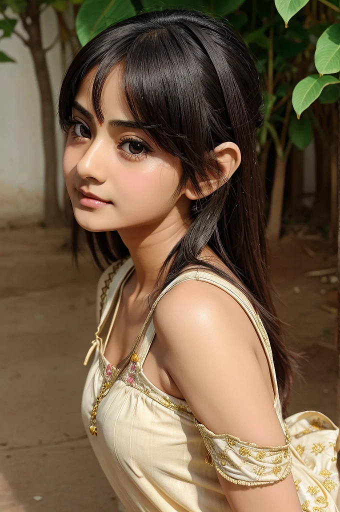 Genrate a photo of a cute anime girl with below written kartik ki biwi 