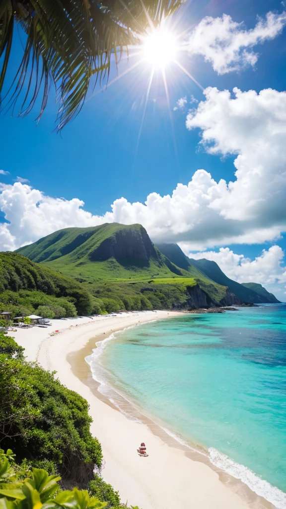 Midsummer Beach Bright Sun White cloud Beautiful island々