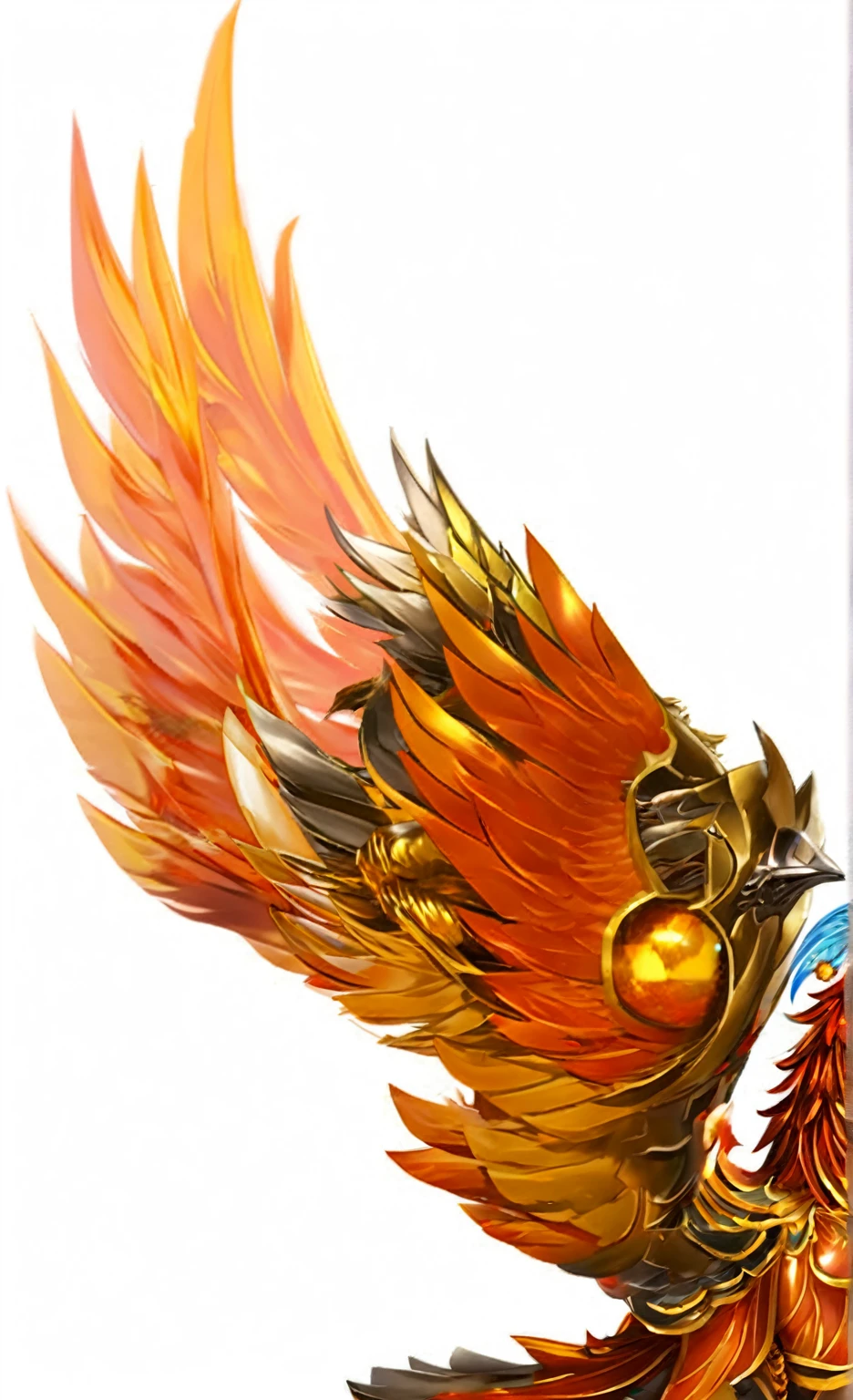 传奇皮肤“凤凰wing”，wing，Suzaku，red，，orange color，red火焰，game，animal，red魔法，中国神话animal，Metal Armor