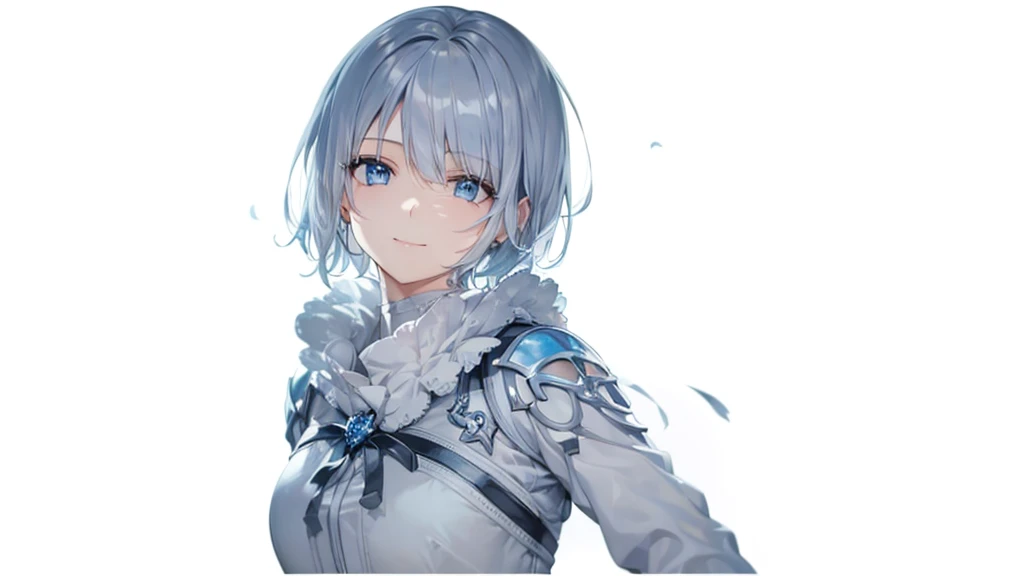 Ultra HD,Look at the viewers, Put your hands behind your back, With a girl, 20-year-old, 非常にShort Hair, Long bangs between the eyes, Pale blue eyes,  Very detailed,(masterpiece、Highest quality),Gray Hair、Laughter、Fantastic, Silver Hair, Iris,  Short hair、 Fluttering Hair、Small Face、明るいsmile、(Detailed face) ,Professional Lighting,Wonderful landscape,blue sky, sunlight,Looking down from above,Portraiture、Open your mouth、Flower Field、Her eyes were shining、Mysterious and enchanting atmosphere。With AI Painting、とてもShort Hair, Long bangs between the eyes, Very detailed,(masterpiece、Highest quality)、alone、Gray Hair、Fantasy, Silver Hair, Fantasyな風景、White shirt、smile、Open your mouth、short hair、Short Hair、hairpin、black eye、Grey Eyes、Beautiful Eyes、