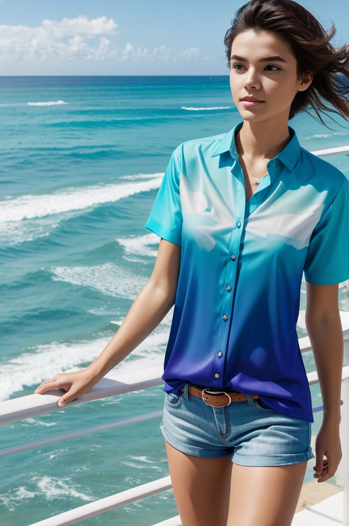 generate a uniquely sublimed shirt highlighting ocean