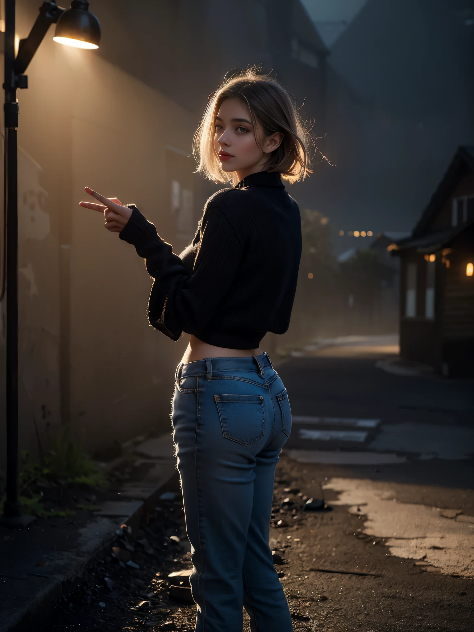 Realistic Photography, Beautiful elder Female Short hair. The atmosphere is horrific, laden with sadness and a profound sense of melancholy. The woman's torn clothing is rendered with vibrant colors. [The character is surrounded by mist, evoking a mysterious and eerie atmosphere. The lighting is dark and atmospheric, with a red smoke adding a touch of sinister ambiance. The image is of the best quality, with a resolution of 4k and HDR enhancement, showcasing the utmost level of detail and realism, sfw, full body shot.]. [8K, Best Quality, Masterpiece, Ultra High Resolution, (highly detailed CG unity 8k wallpaper), (best photo), (best shadows), isometric 3D, octane rendering, ray tracing, highly detailed, (Best quality, 4K, 8k, A high resolution, masterpiece:1.2), absurdity, masterpiece, ultra detailed, (realistic, photorealistic, photorealistic:1.37), complex parts, HDR, (complex parts:1.12), (hyper detailed, hyper realistic, Soft lighting, spicy:1.2), (complex parts, Hyper detailed:1.15). Blurred foreground. (backlit), realistic, masterpiece, high quality, brightness, chromatic aberration, 8k uhd, some smoke, shadows, contrast, clear sky, (warm hue, warm tone), high details, natural reflections]. 