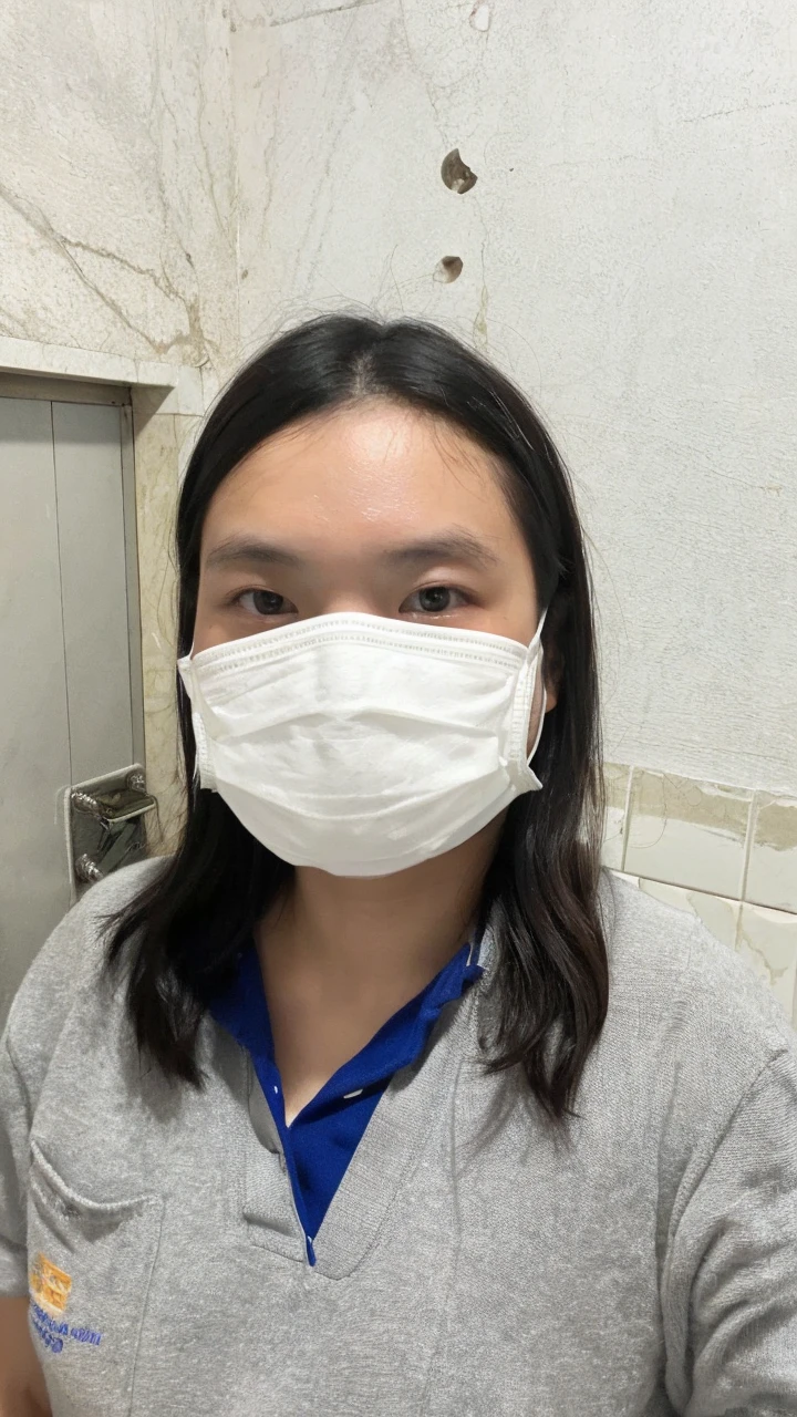 Japanese girl, 15, sexly, thin, full body picture, plump, 150cm tall, G cup breasts, 4 pictures, not wearing a bra Thin panties Wear rimless glasses Sit on the toilet with legs spread at the knees, facing straight.