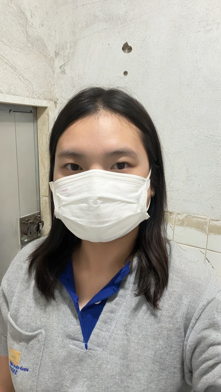 Japanese girl, 15, sexly, thin, full body picture, plump, 150cm tall, G cup breasts, 4 pictures, not wearing a bra Thin panties Wear rimless glasses Sit on the toilet with legs spread at the knees, facing straight.