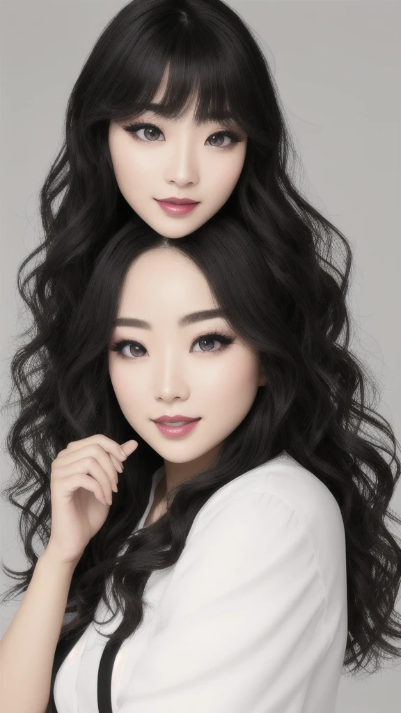 Beauty, Mystical Eyes、Big 、Super sexy、Pale skin、Shiny Hair、Bob Hair、Loose and fluffy perm、Black Hair、Are fat、fat、smile、Heavy makeup、Pink lipstick、Thick lipoisturized lips、Plump、Voluptuous、Indian、spring、Blue sky、White cloud、looking at the camera、Has bangs、Bangs fall on the forehead、Heavy makeup、Heavy makeup、The face is dark、Exotic Face
