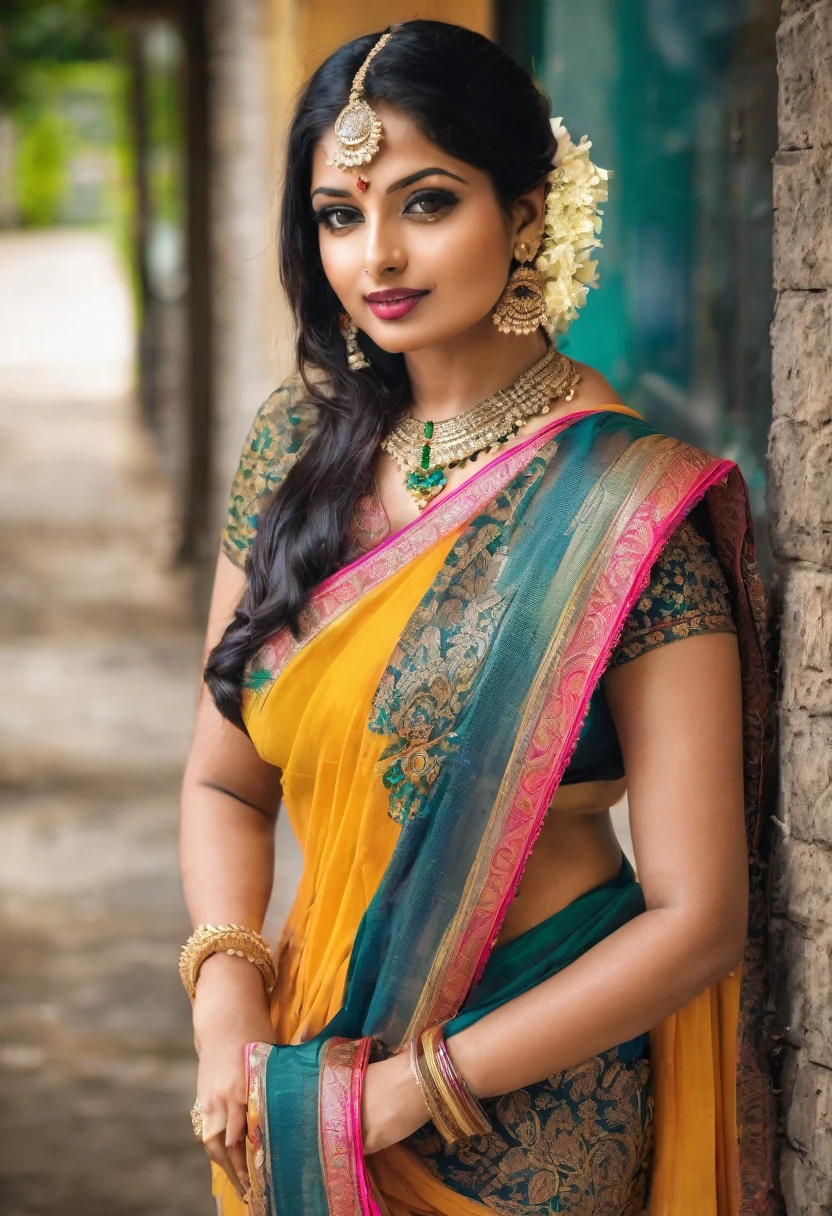 A hot and curvy indian girl in saree
