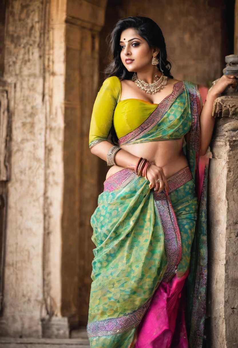 A hot and curvy indian girl in saree