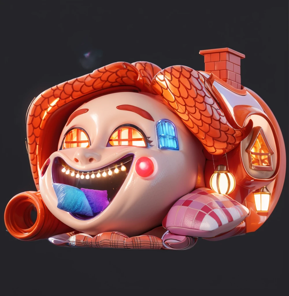 3d style, simplified design, 3d render, glossy texture, smooth 3d model, multiple light sources, rim light, sharp post effects render, (glossy plastic texture with multiple big light probe refractions), perfect cgi, smooth silhouette, high intensity refraction, (super glossy material), most beautiful vfx , blue background, plastic refractions, realistic, 4k, high resolution, rim light, photo shoot, commercial photo, profile shot, 4k, rim light, high resolution, 4k, glossy texture, smooth 3d model, multiple light sources, rim light, sharp post effects render, (glossy metallic texture with multiple big light probe refractions), perfect cgi, cgi art created only with gradients, smooth silhouette, high intensity refraction, (super glossy chrome material), most beautiful vfx, blue background, chrome metal refractions, multiple light sources, rim light, sharp post effects render, perfect cgi, digital art, detailed digital art, reflective, best quality, 4k, masterpiece:1.2, ultra-detailed, realistic, vivid colors, dark and moody lighting, The image of the highest quality, ensuring every detail is showcased perfectly. It in 4k resolution, allowing viewers to immerse themselves in the richness of the colors and intricate details. The realistic rendering. under the spotlight, reflecting, high-resolution image, realistic rendering, dark background, and rim light photorealistic The image features three characters standing in front of three houses. The characters are a red-haired mermaid, a purple cat, and an orange dog. They are each holding a yellow maraca
