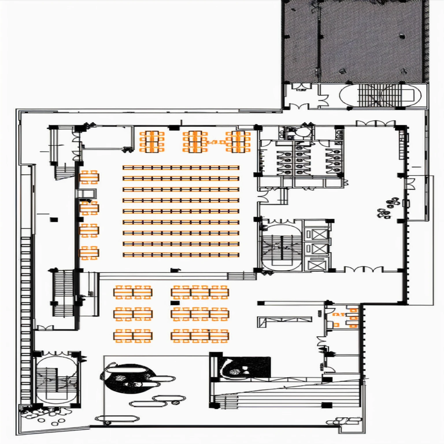 Library floor plan , 2D Axonometric Top View, top view, Building Plans
