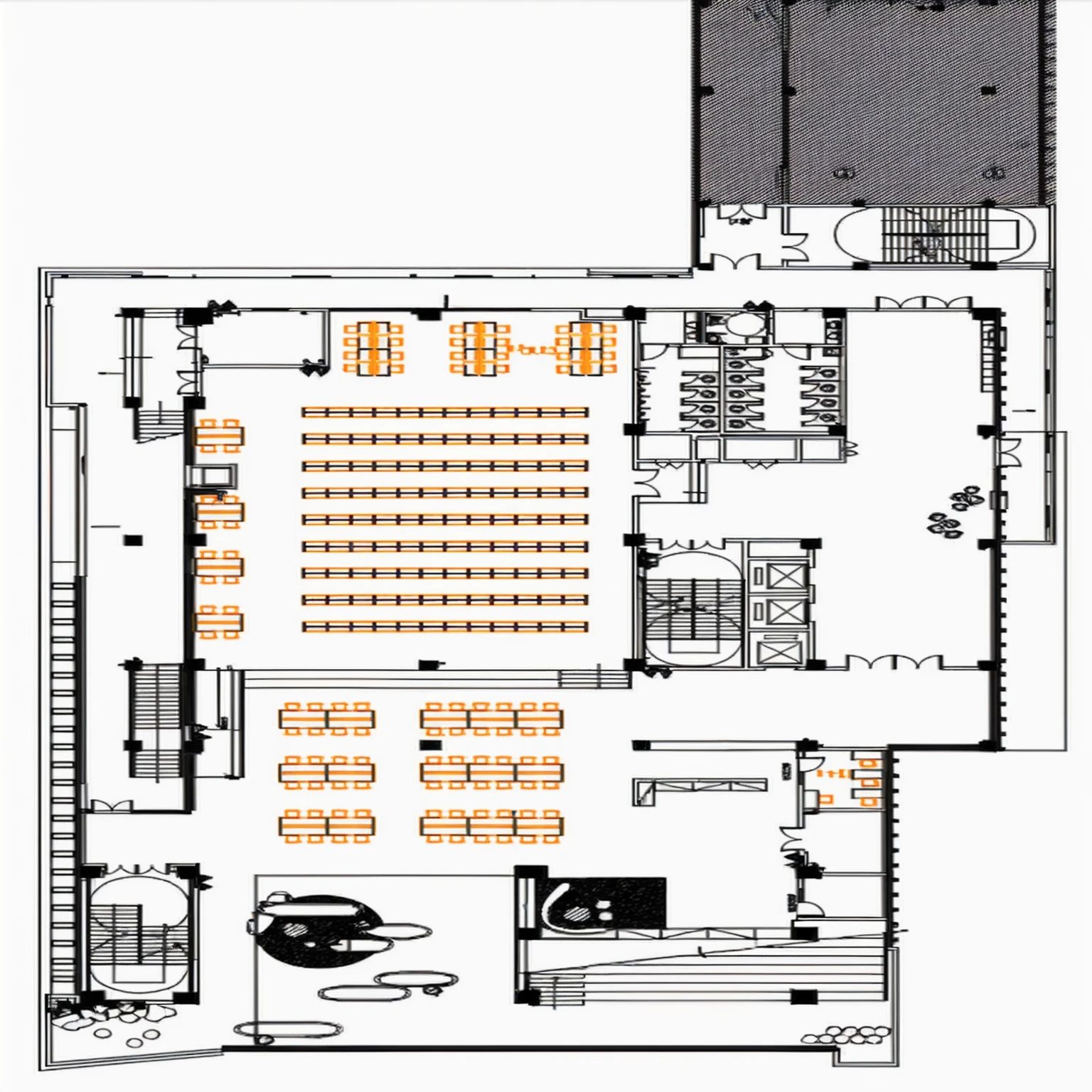 Library floor plan , 2D Axonometric Top View, top view, Building Plans