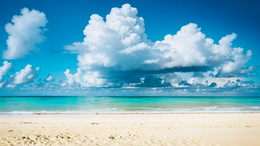 Midsummer Beach　Bright Sun　White cloud　