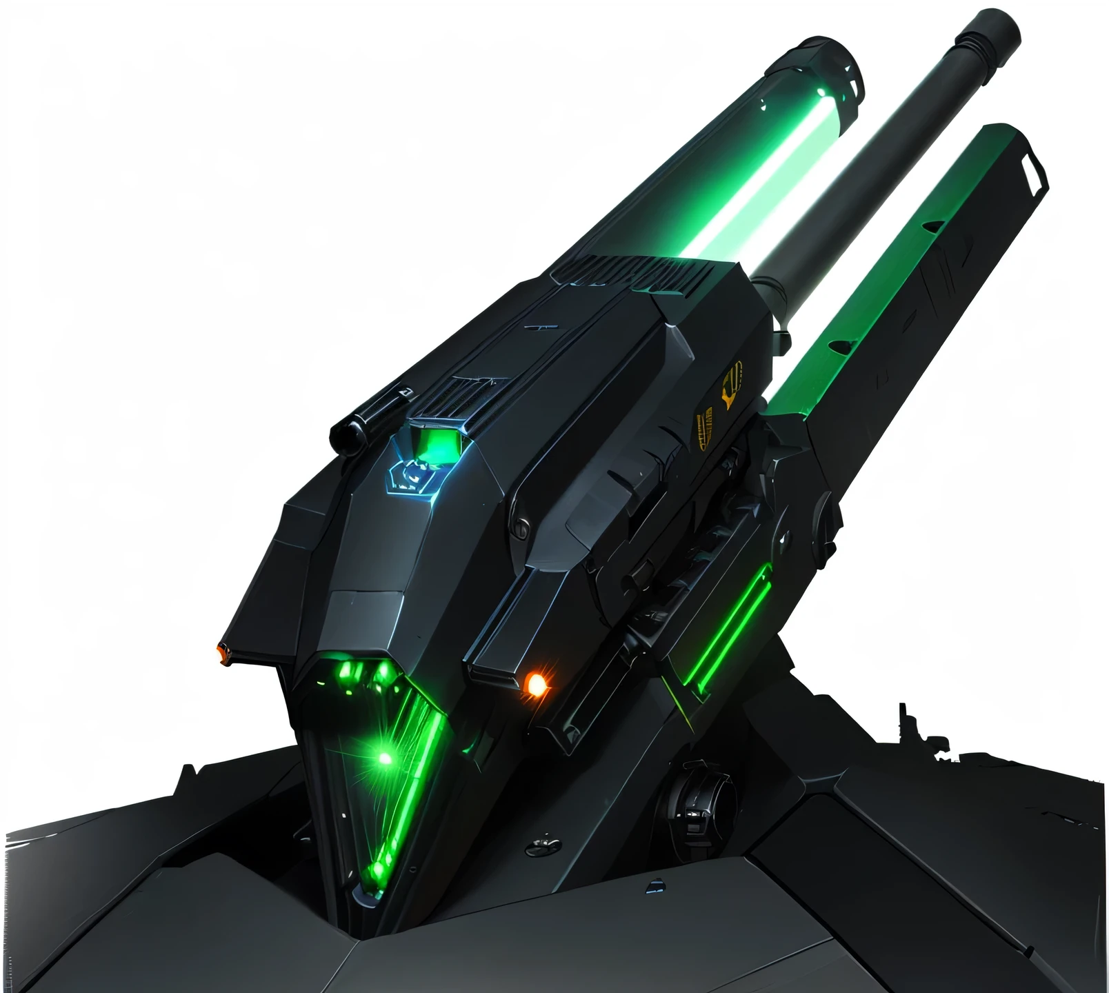 Close up of a gun with a green light, Laser Cannon, Weapons of the future, futuristic gun, laser turret, Sci-fi weapons, Protruding keel mounted electromagnetic gun, Weapon Design, Concept Artwork, laser weapon, Rainbow Technology and Weapons, mechanized art concept, Concept Arts, Concept Art | Dyson, weapon Concept Art, Laser non-destructive testing