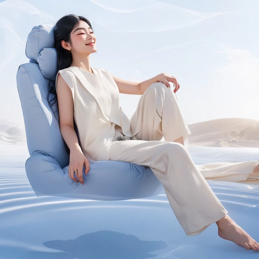 black hair, longeyelashes, light smile, ccurate, eyes closed, Surrealism, drop shadow, pov, atmospheric perspective, 8k, super detail, best quality