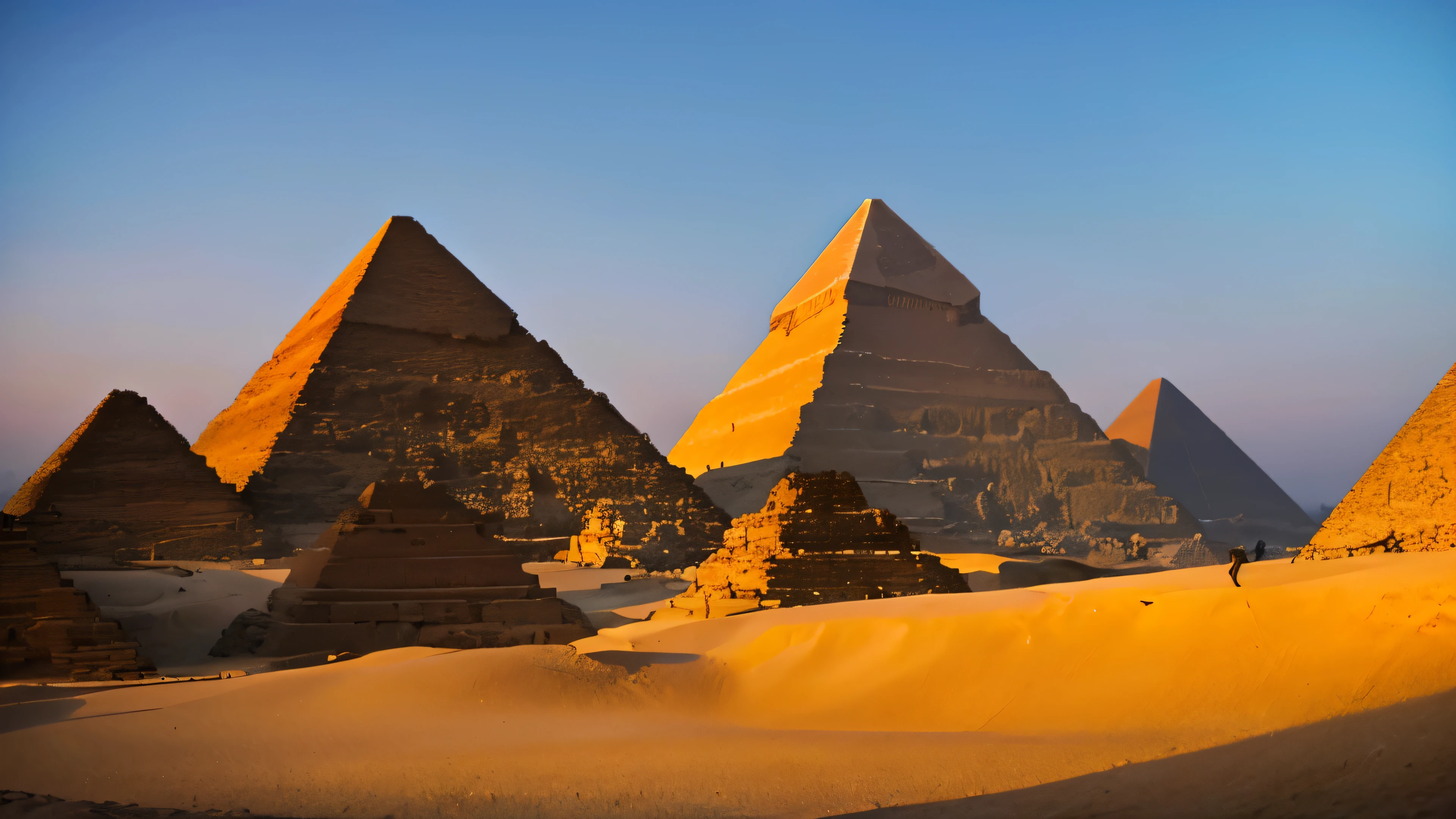 (Masterpiece:1.4, top-quality), Pyramids of Giza, early morning
