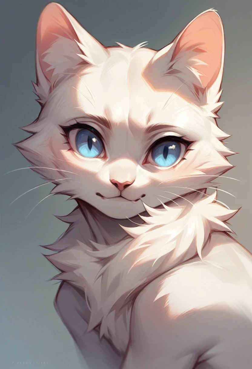 A cat with blue eyes and white eyes 