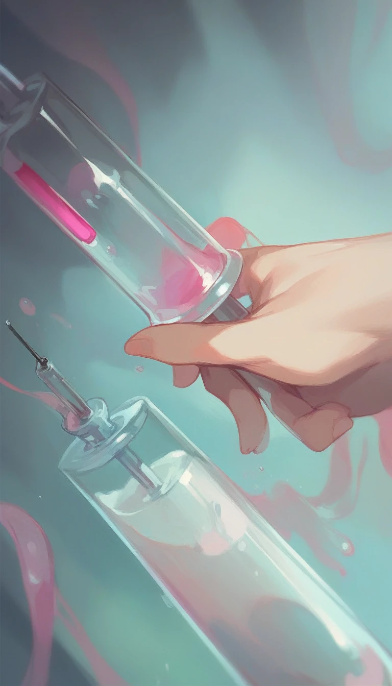 Syringe filled with fluorescent liquid