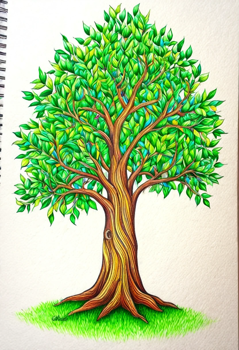 gambar pohon, colourpencils style,