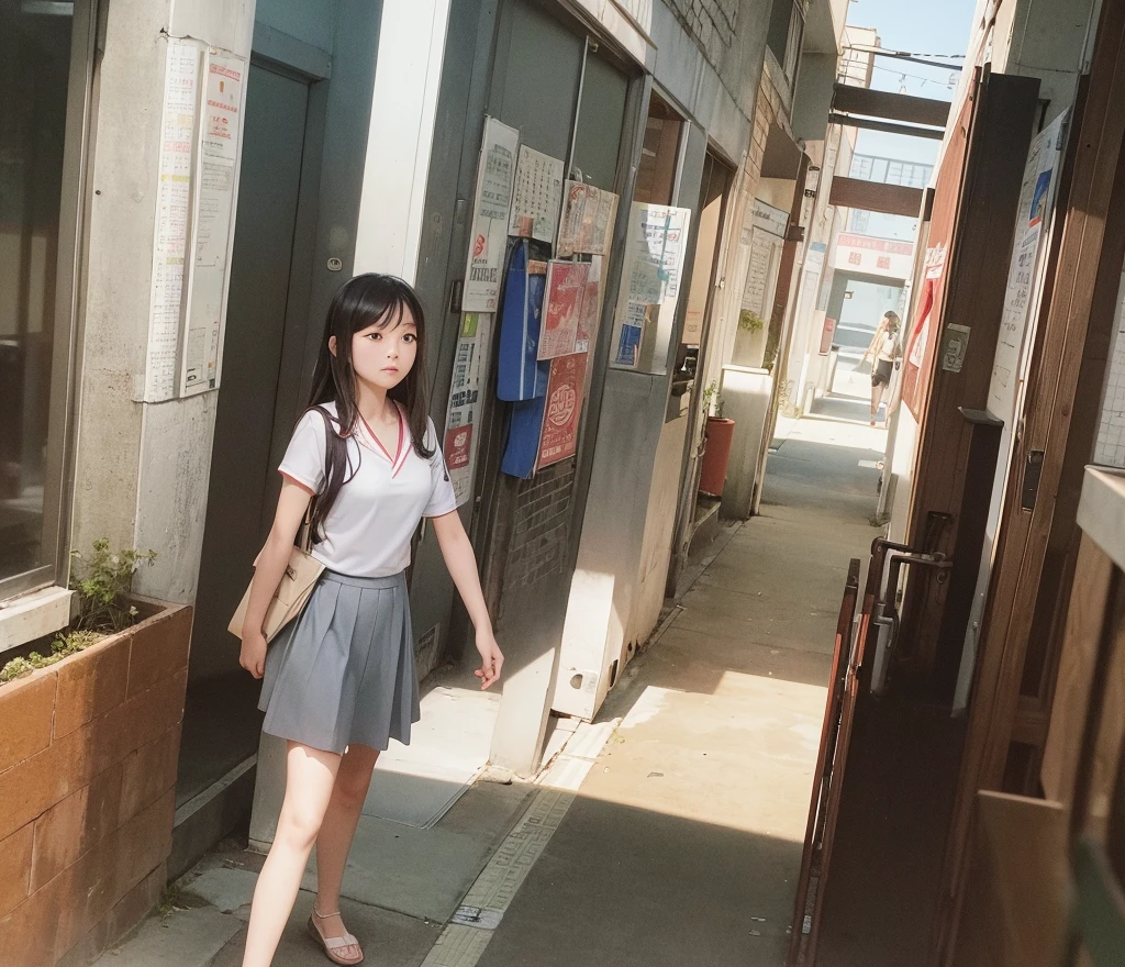 Vision,Chinese female high school student,Graduated from high school,Looking back at a boy walking out of the school